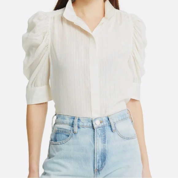 Frame Denim silk blend Gillian blouse in Bone size Large - Picture 7 of 12